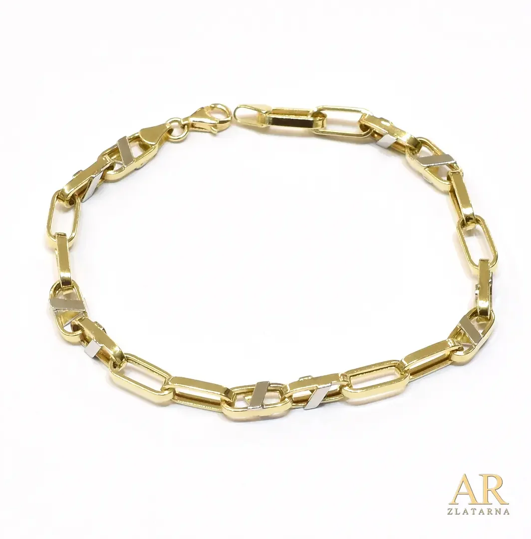 Zlatna narukvica bijelo i žuto  zlato 21cm 