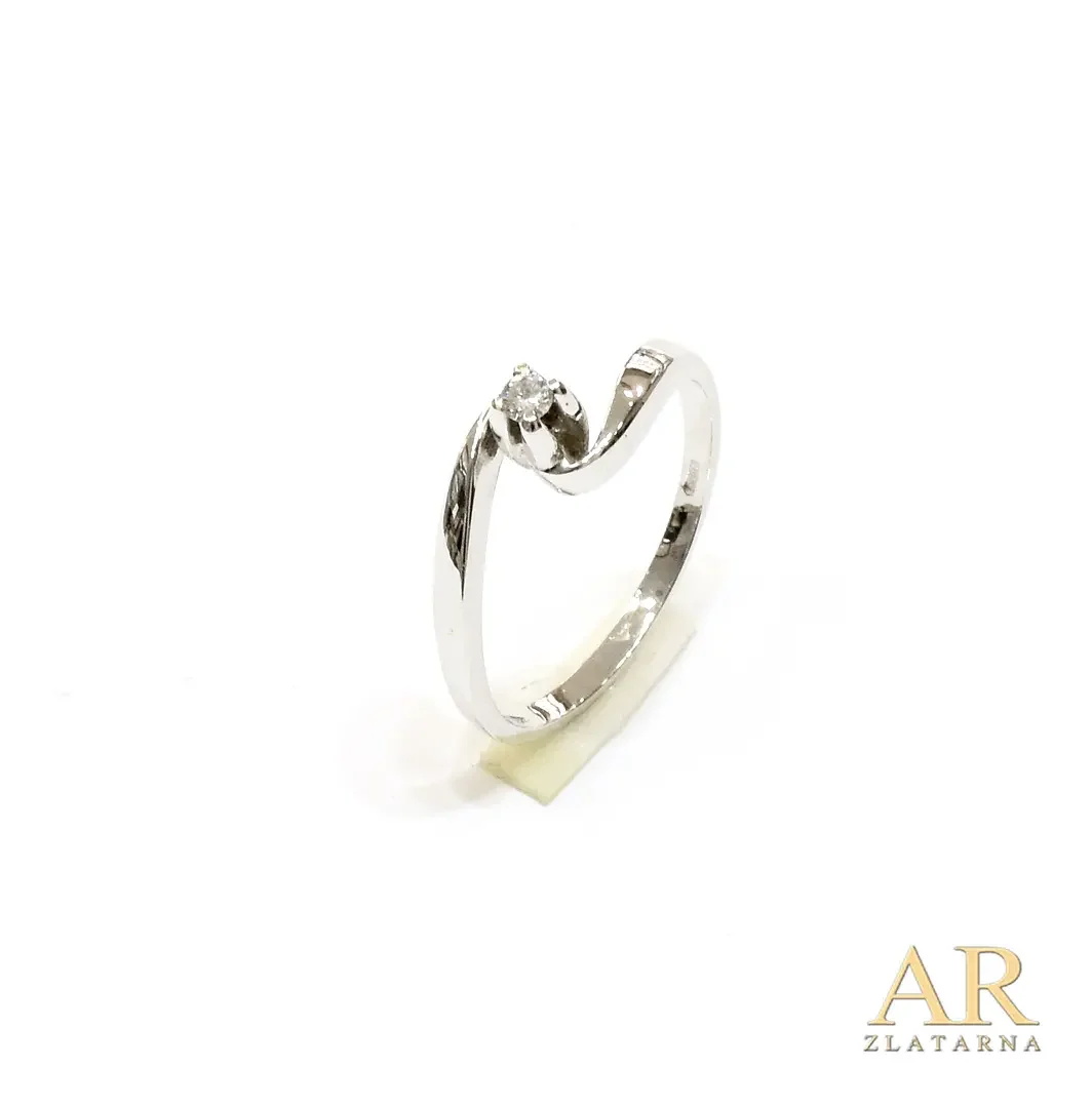 Zlatni prsten Futura s 0.05ct  dijamantom u uvijenoj kruni bijelo zlato 