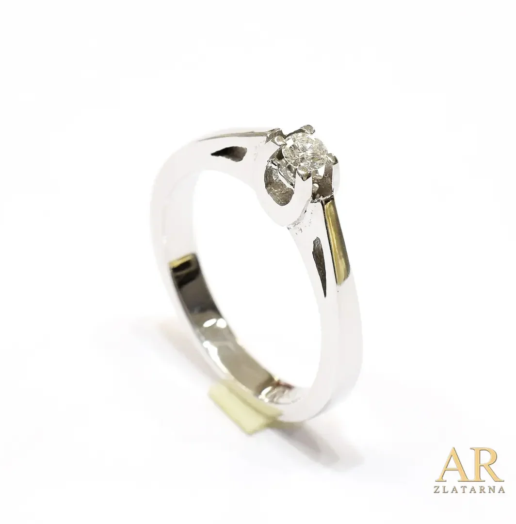 Zlatni zaručnički prsten  bijelo zlato s 0.12ct dijamantom Model 1