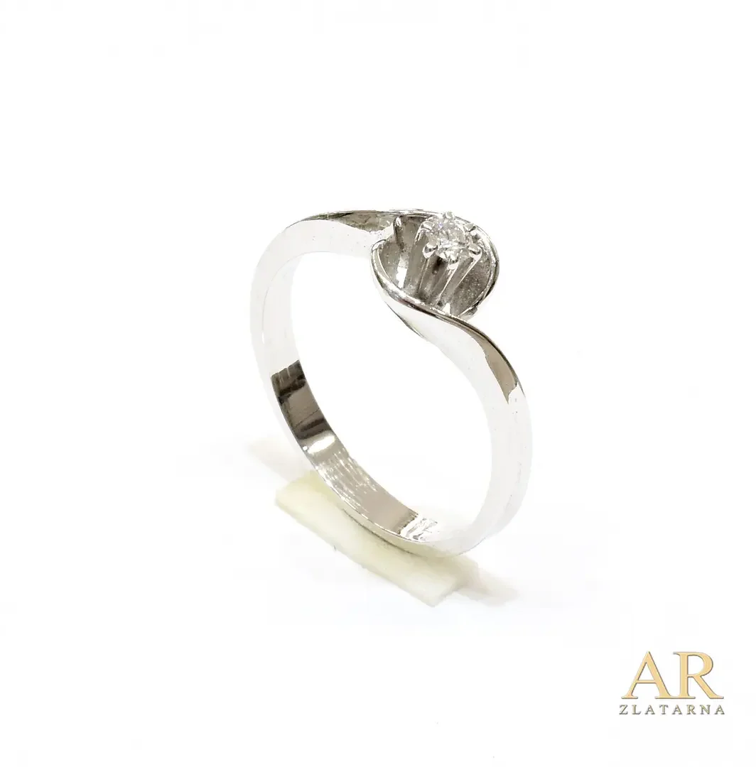 Zlatni prsten Futura s 0.06ct  dijamantom u uvijenoj kruni bijelo zlato 