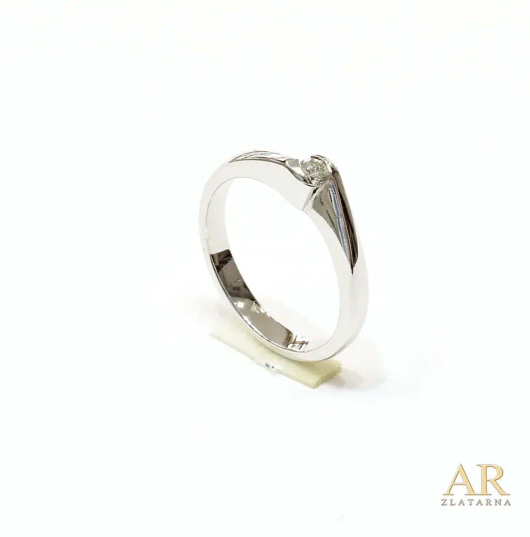 Zlatni prsten Futura s 0.12ct  dijamantom u blago uvijenoj kruni bijelo zlato