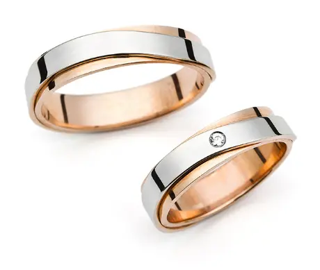 Zlatni vjenčani prsteni s 0.02ct dijamantom bijelo i roze zlato