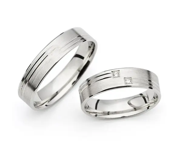 Zlatni vjenčani prsteni s dva  0.01ct dijamanta bijelo zlato