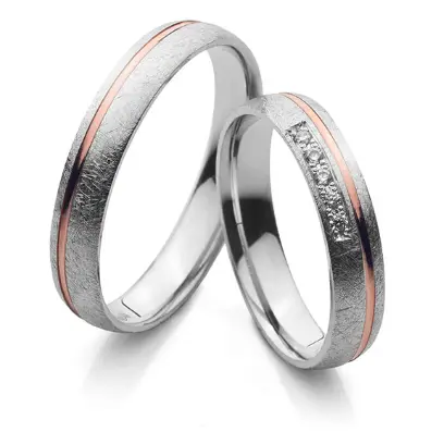 Zlatni vjenčani prsteni s  5×0.01ct dijamanata bijelo i roze zlato