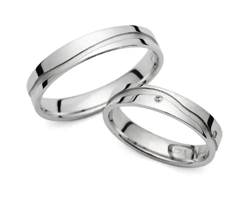 Zlatni vjenčani prsteni s tri  0.01ct dijamanta bijelo zlato Model 9