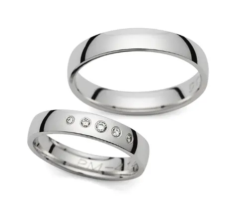 Zlatni vjenčani prsteni s pet  dijamanata bijelo zlato