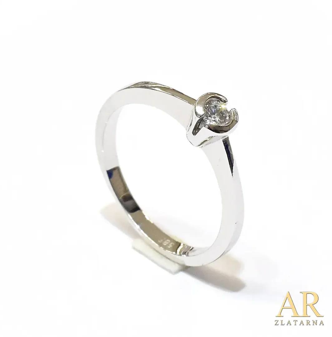 Zlatni zaručnički prsten  bijelo zlato sa cirkonom