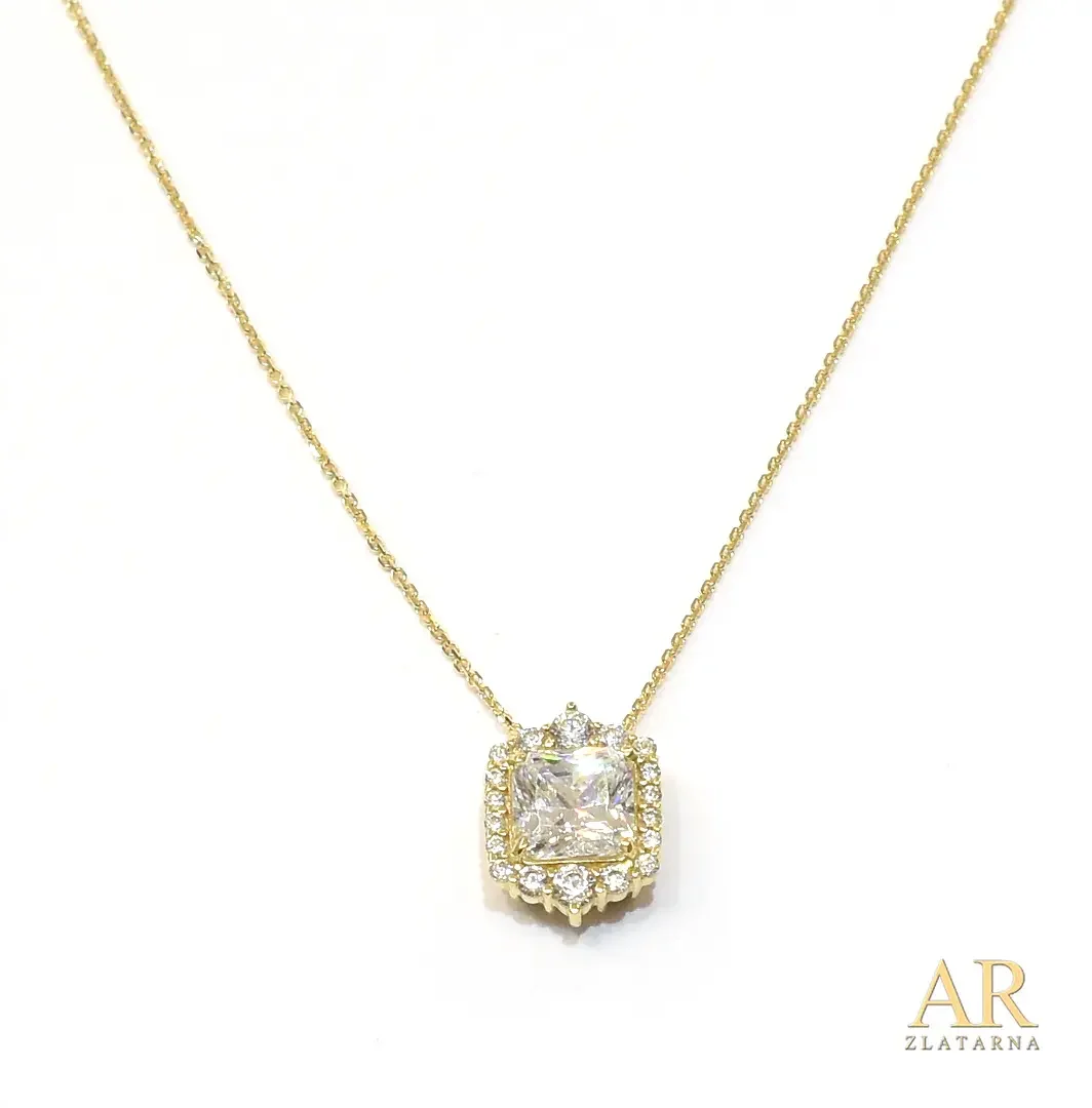 Zlatna ogrlica Šesterokut  privjesak s cirkonima 45cm