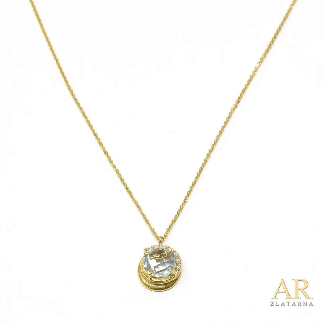 Zlatna ogrlica Topaz 6mm i  cirkoni 45cm 