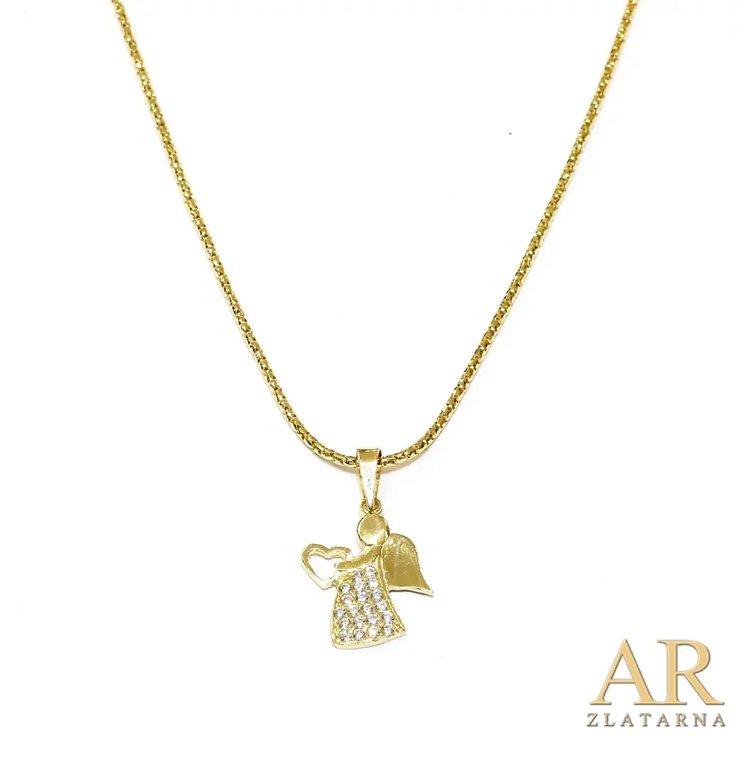 Zlatna ogrlica Anđeo privjesak  s cirkonima 45cm Model 1