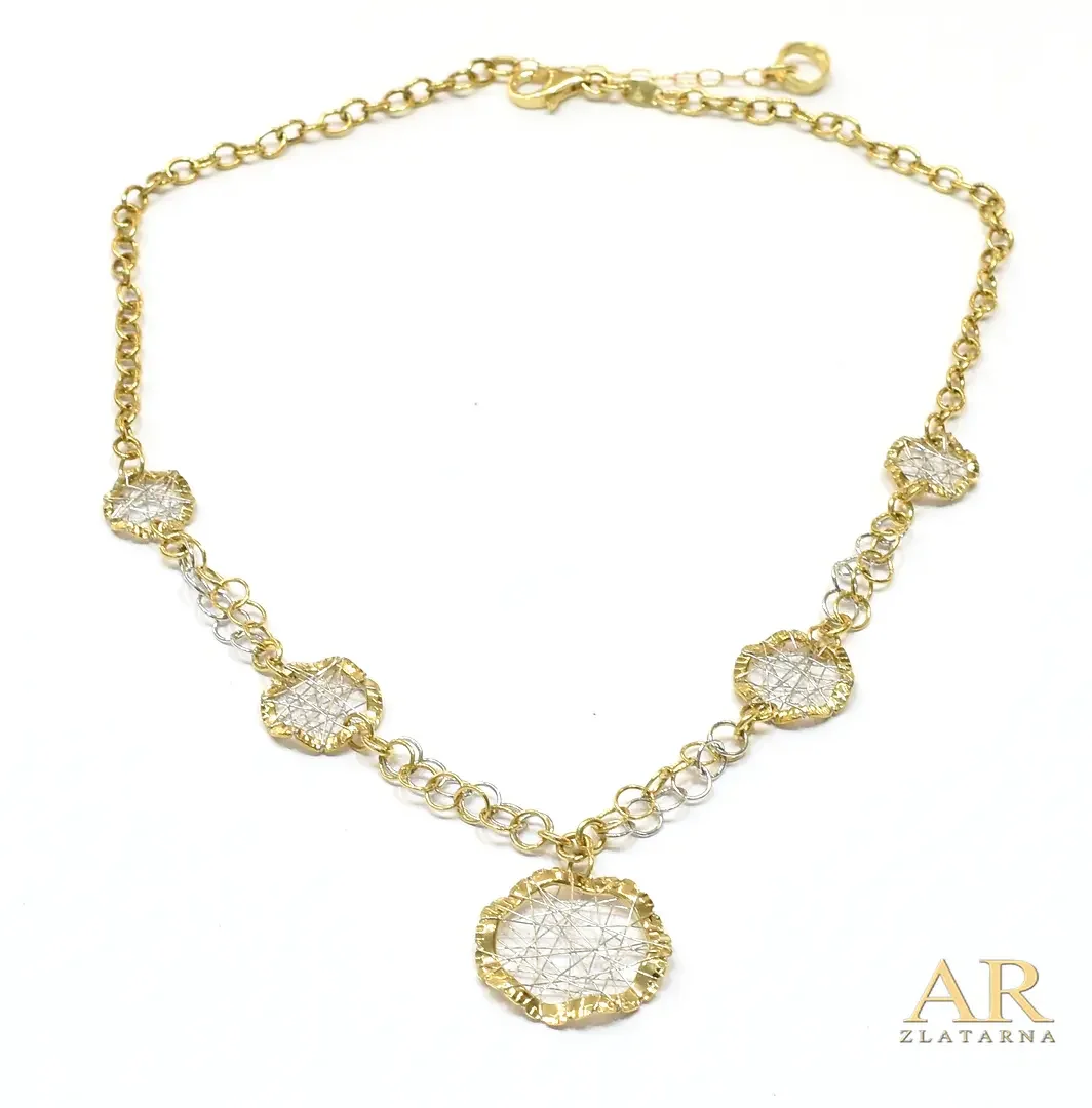 Zlatna ogrlica Mreža bijelo i  žuto zlato 45cm 