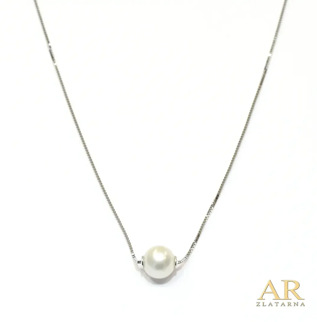 Zlatna ogrlica 6mm biser  bijelo zlato 45cm 