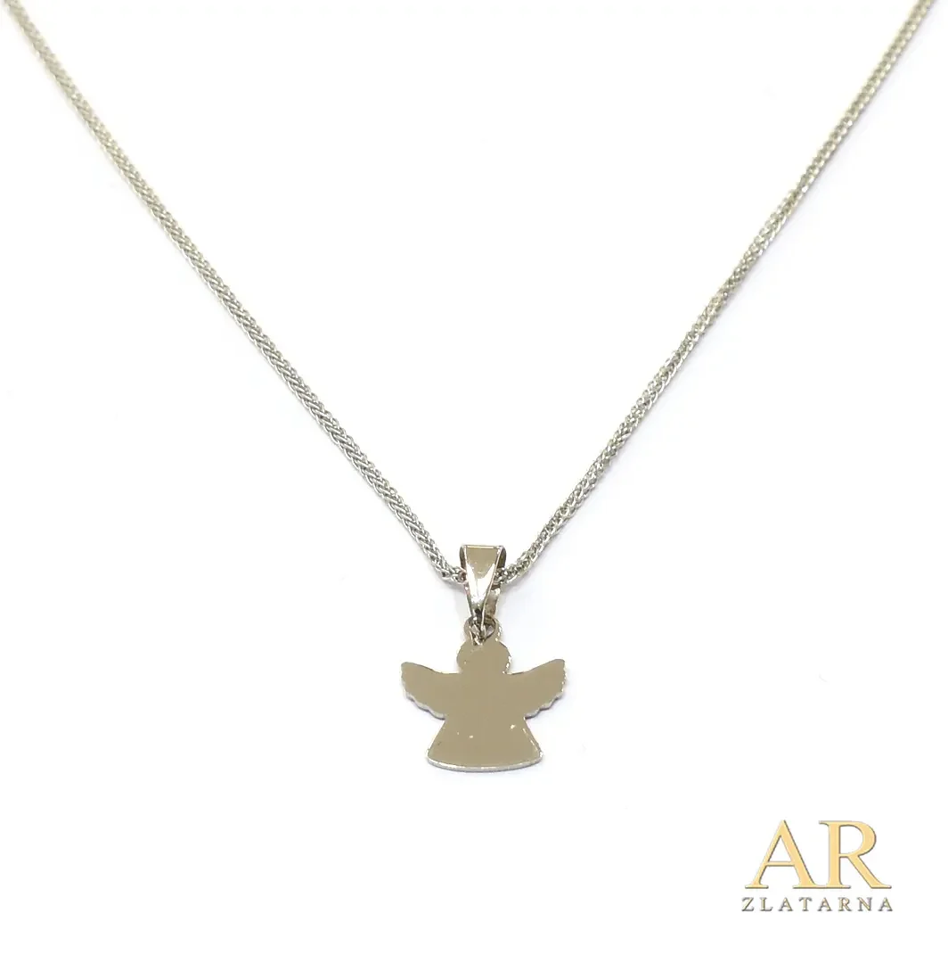 Zlatna ogrlica Anđeo privjesak  bijelo zlato 45cm