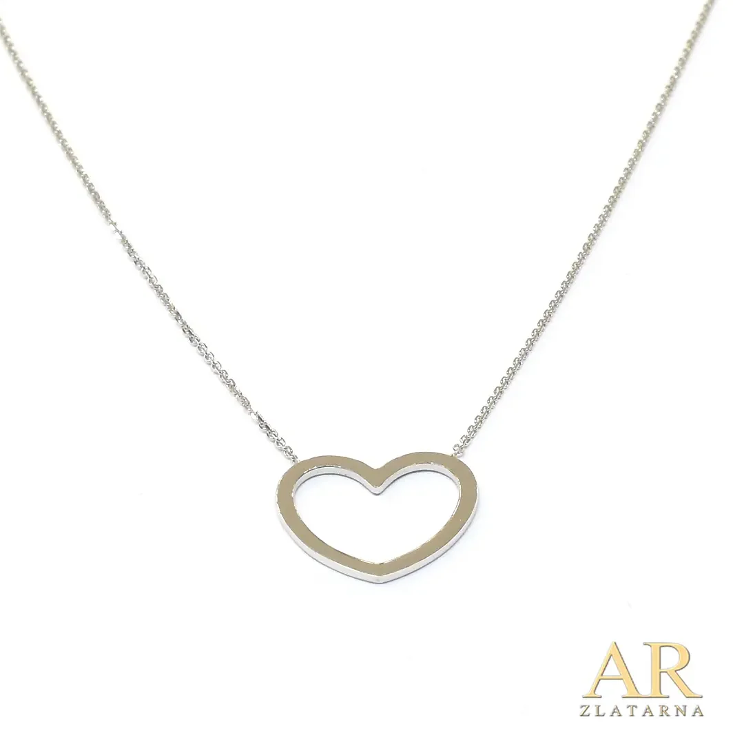 Zlatna ogrlica Srce privjesak  bijelo zlato 45cm