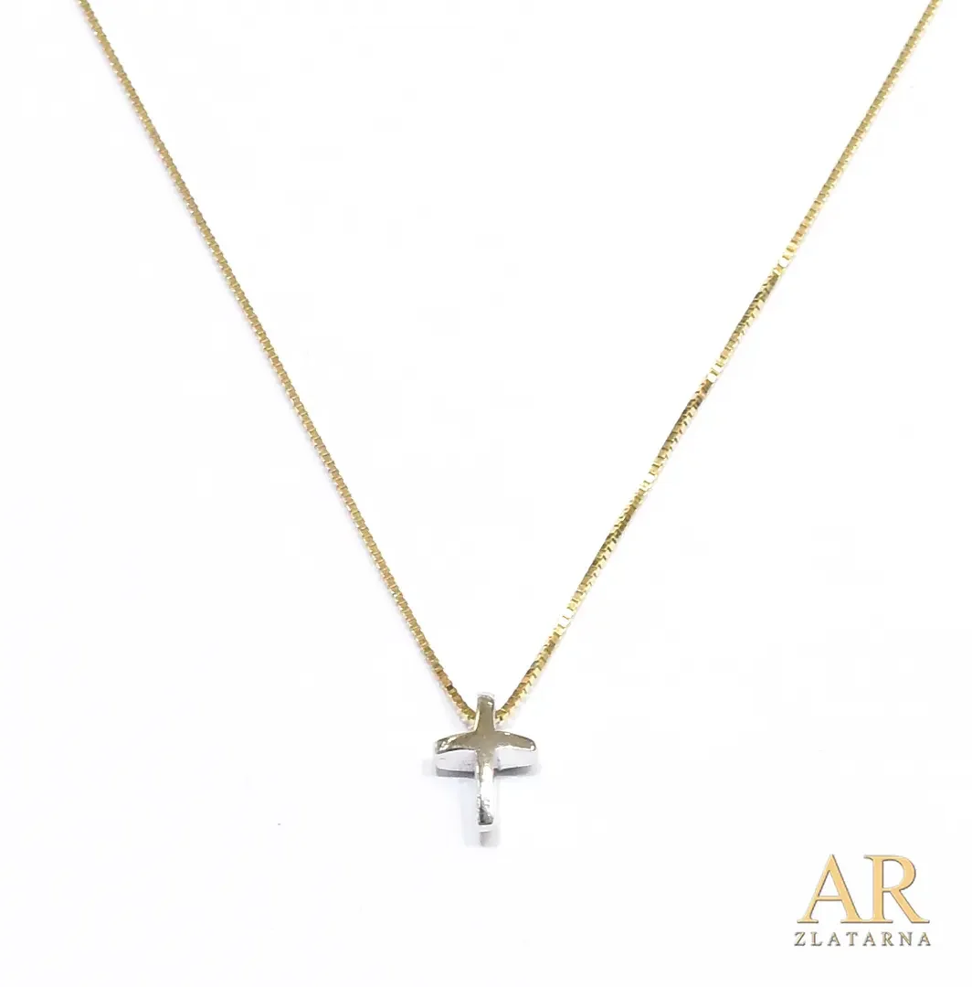 Zlatna ogrlica Križ obli  bijelo zlato 45cm Model 2