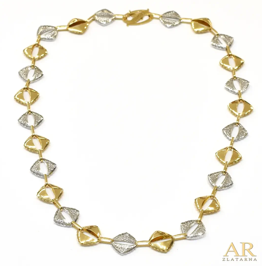 Zlatna ogrlica Neonero karike  bijelo i žuto zlato 45cm 