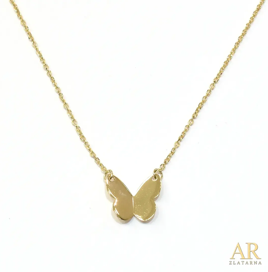 Zlatna ogrlica Leptir  privjesak 42cm 