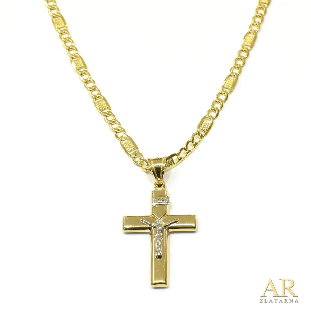 Zlatna ogrlica Križ privjesak  60cm Model 2