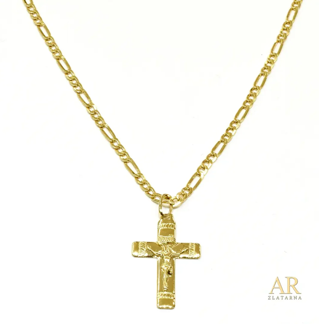 Zlatna ogrlica Križ privjesak  60cm Model 1