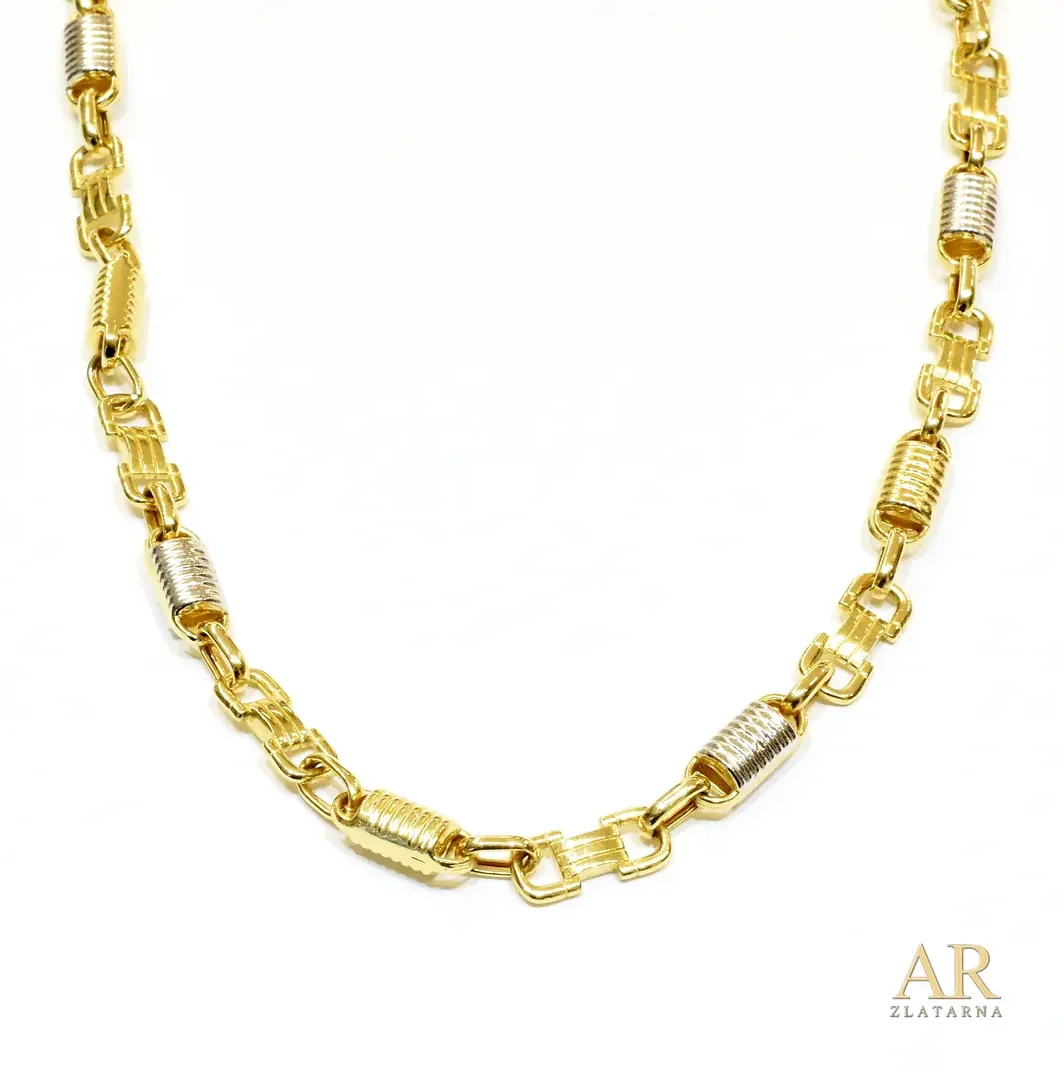 Zlatna ogrlica lančić bijelo i  žuto zlato 60cm 