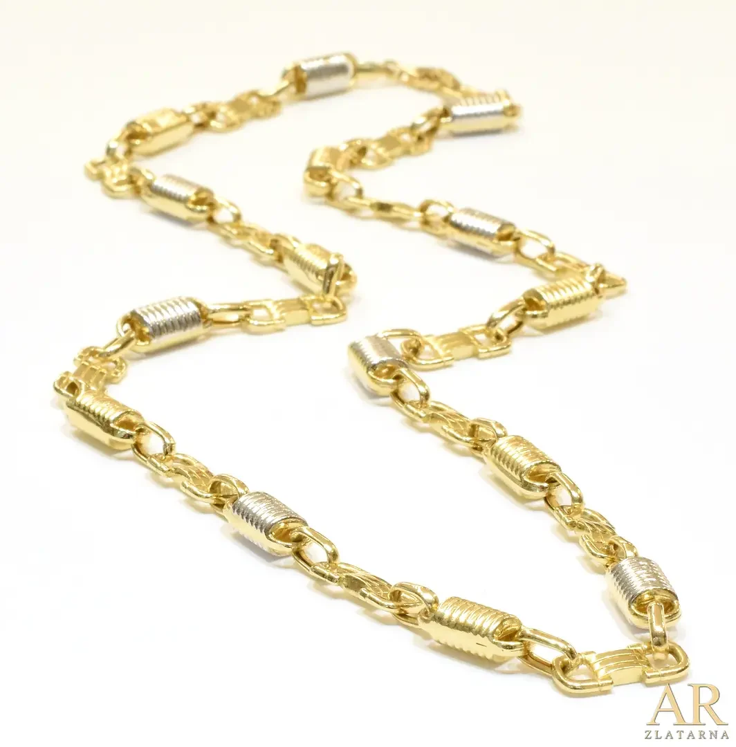 Zlatna ogrlica lančić bijelo i  žuto zlato 60cm 