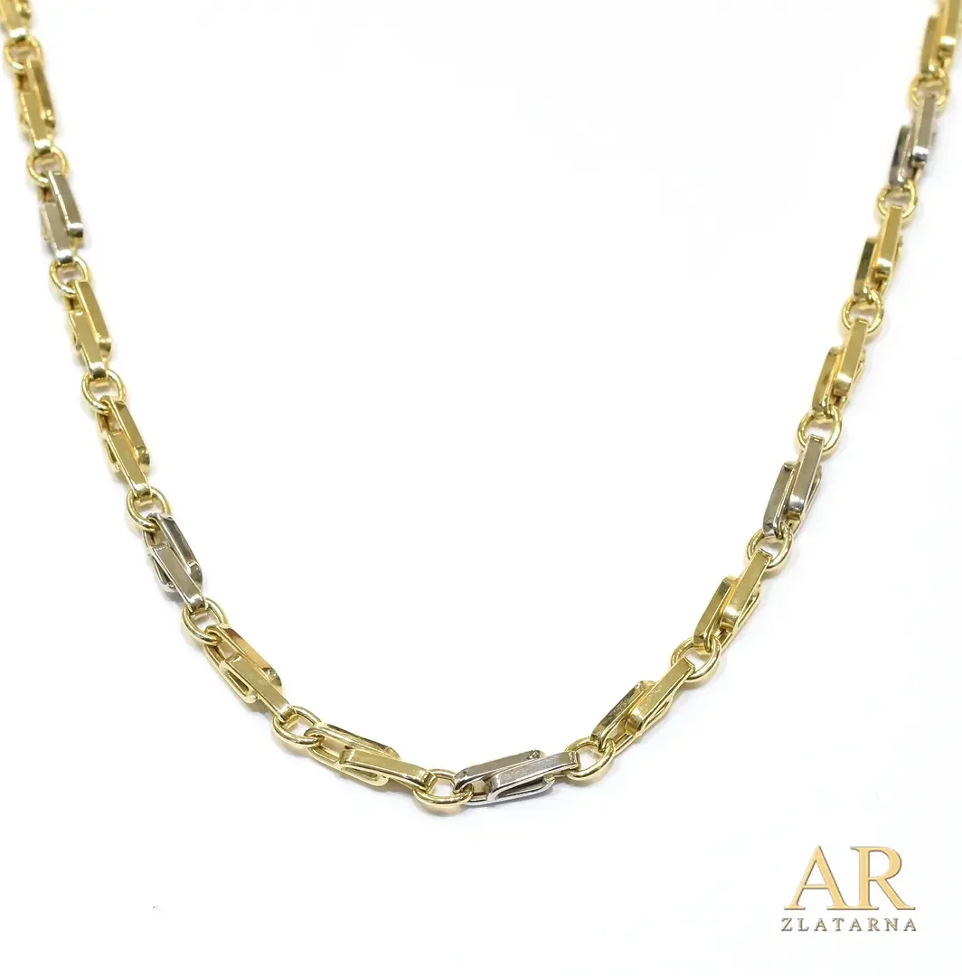 Zlatna ogrlica lančić bijelo i  žuto zlato 4.0mm šuplje karike 60cm 