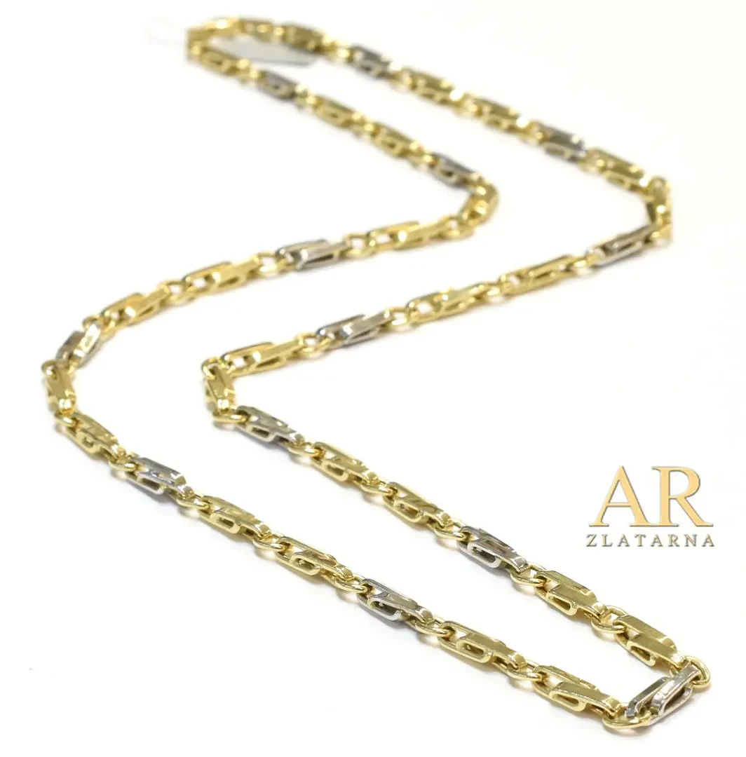 Zlatna ogrlica lančić bijelo i  žuto zlato 4.0mm šuplje karike 60cm 