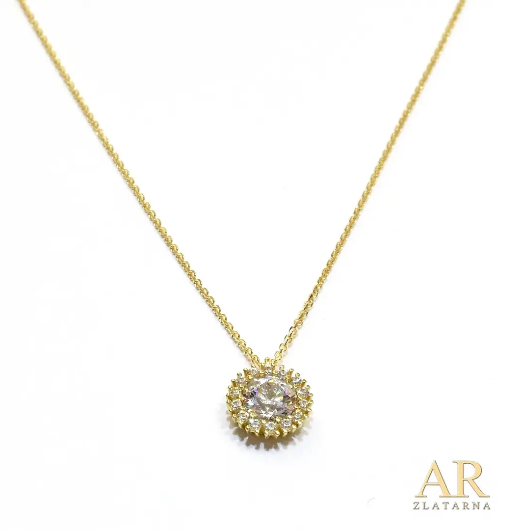 Zlatna ogrlica Krug privjesak  s cirkonima 42cm