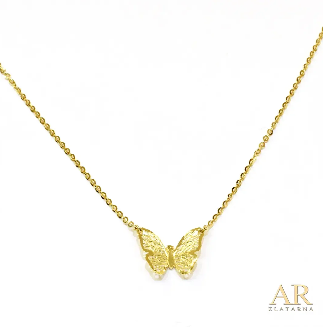 Zlatna ogrlica Leptir  privjesak 45cm 