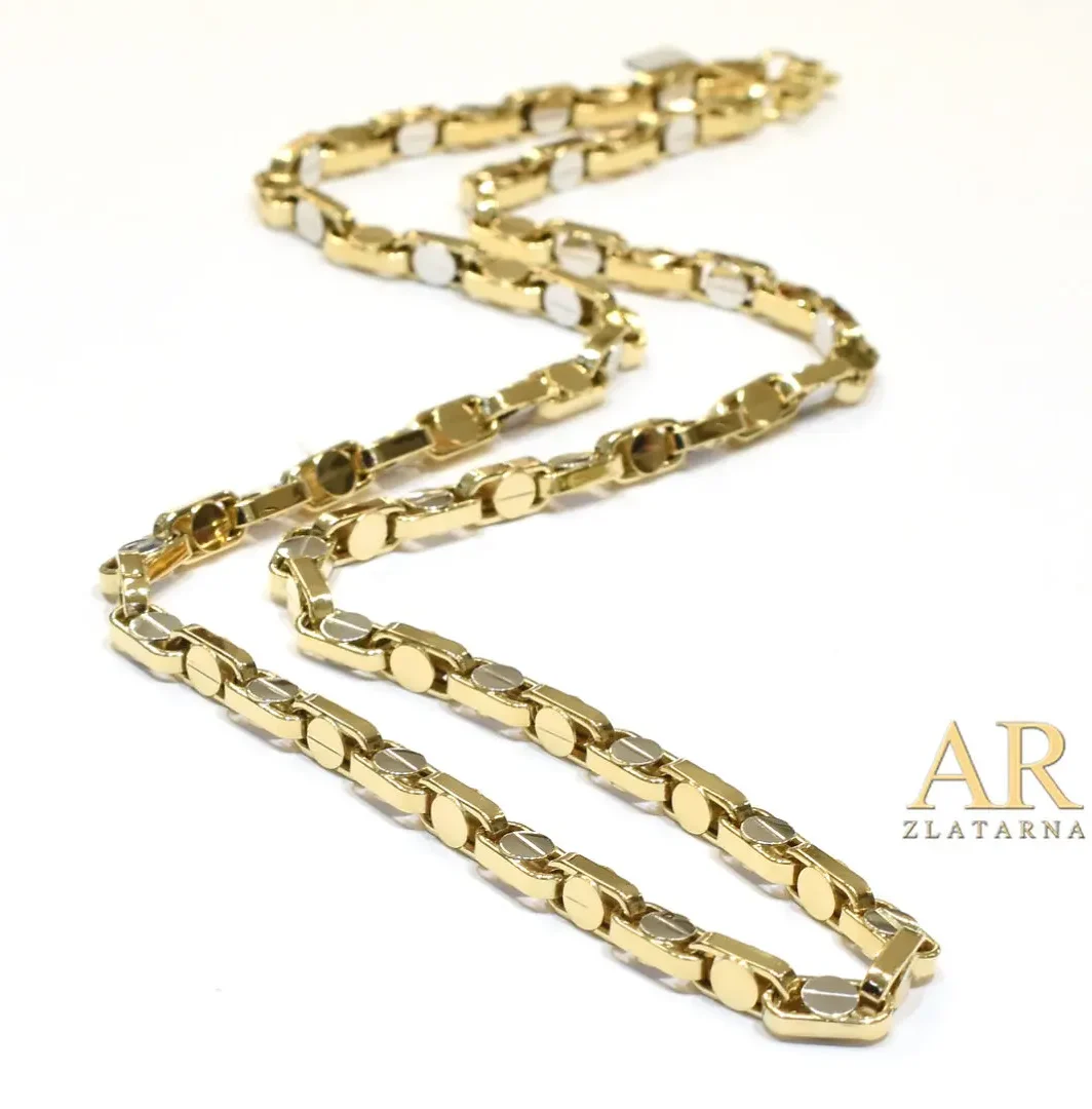 Zlatna ogrlica lančić  6.5×6.5mm šuplje karike 65cm 