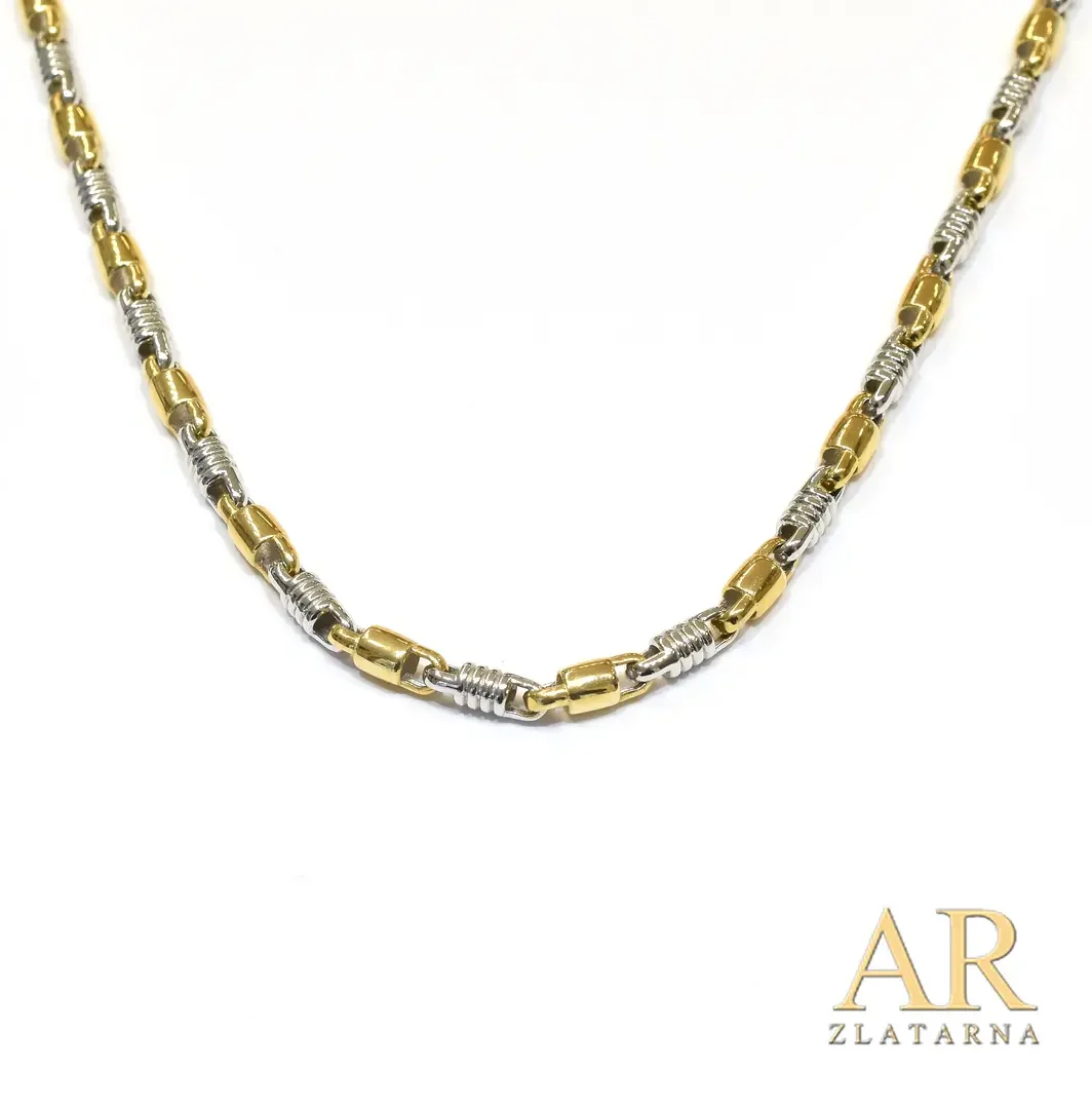 Zlatna  ogrlica lančić Baraka 5mm okrugli profil bijelo i žuto zlato 60cm 