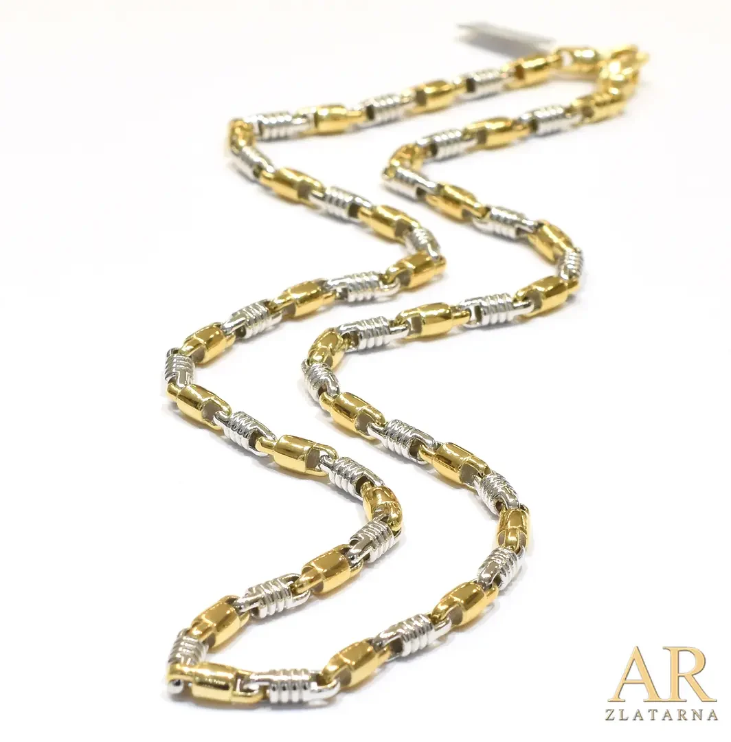 Zlatna  ogrlica lančić Baraka 5mm okrugli profil bijelo i žuto zlato 60cm 