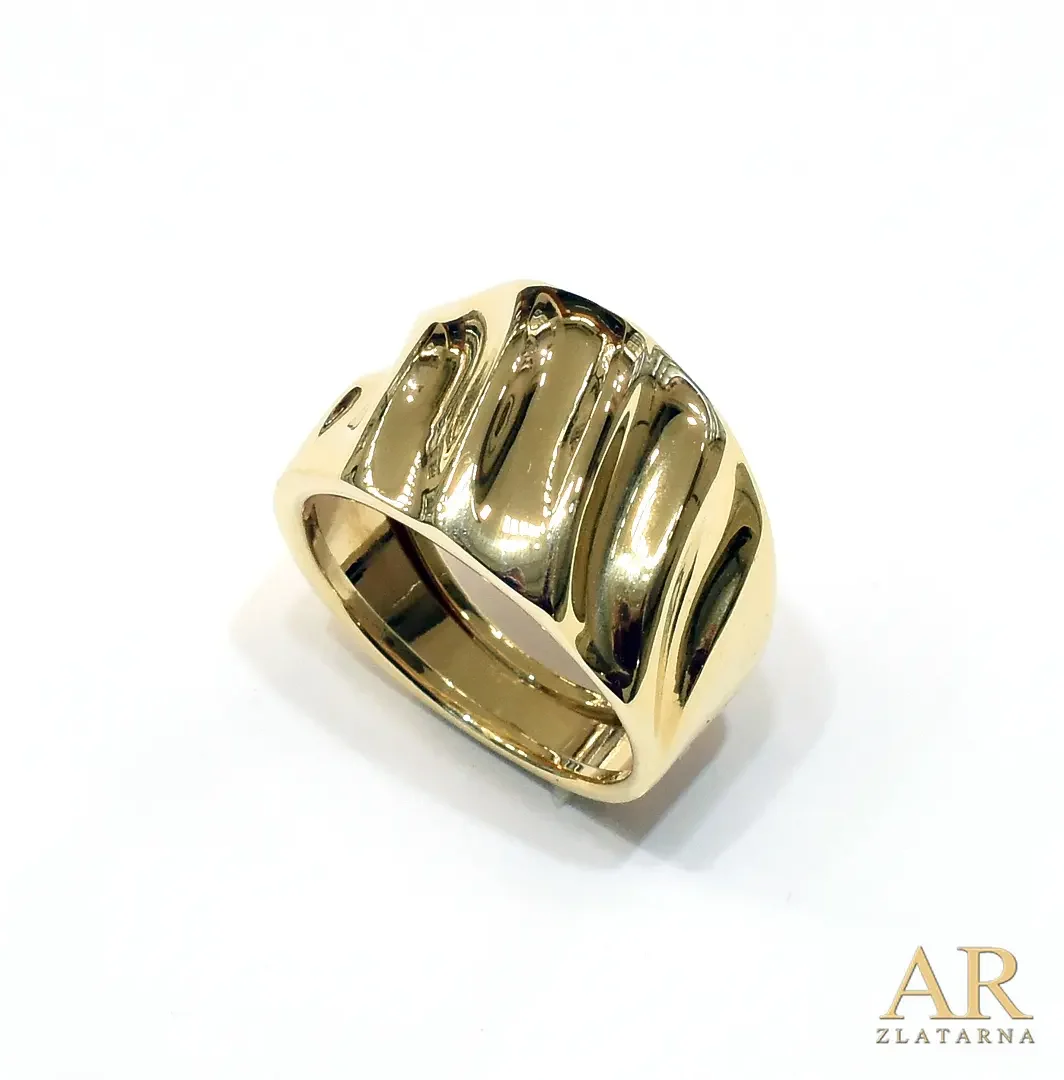Zlatni prsten  Hector široki s kosim žlijebovima