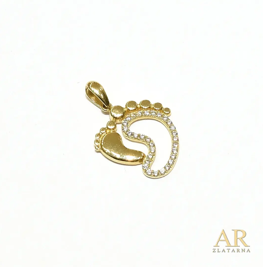 Zlatni privjesak Stopala sa  cirkonima