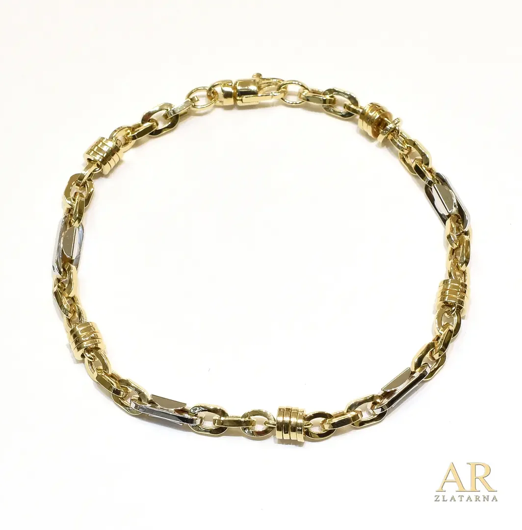 Zlatna narukvica karike bijelo  i žuto 21 cm