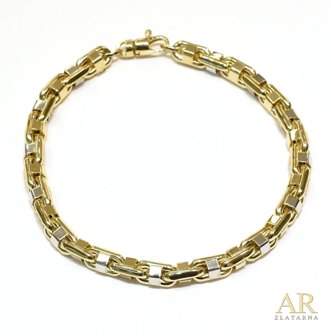 Zlatna narukvica karike bijelo  i žuto model 1