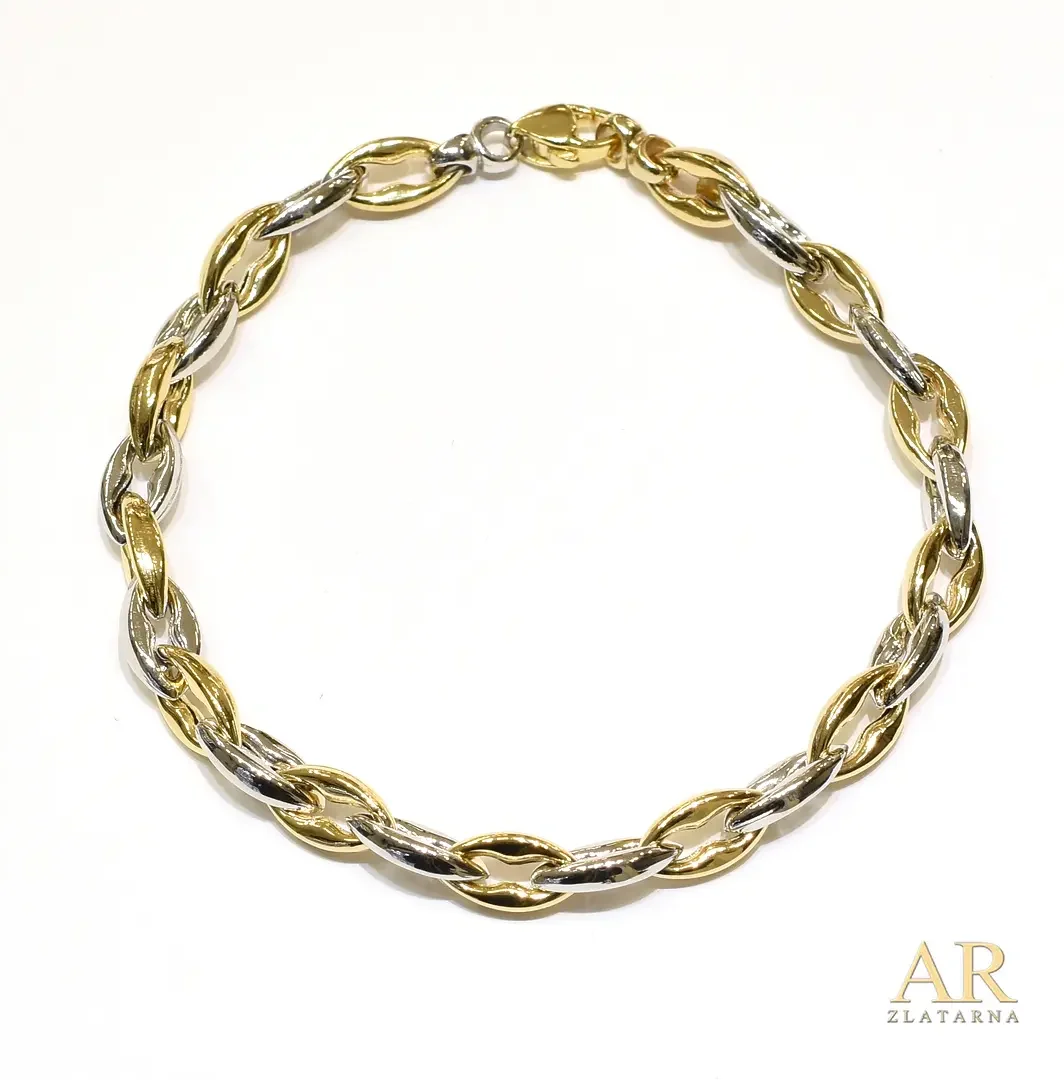 Zlatna narukvica karike bijelo  i žuto model 2