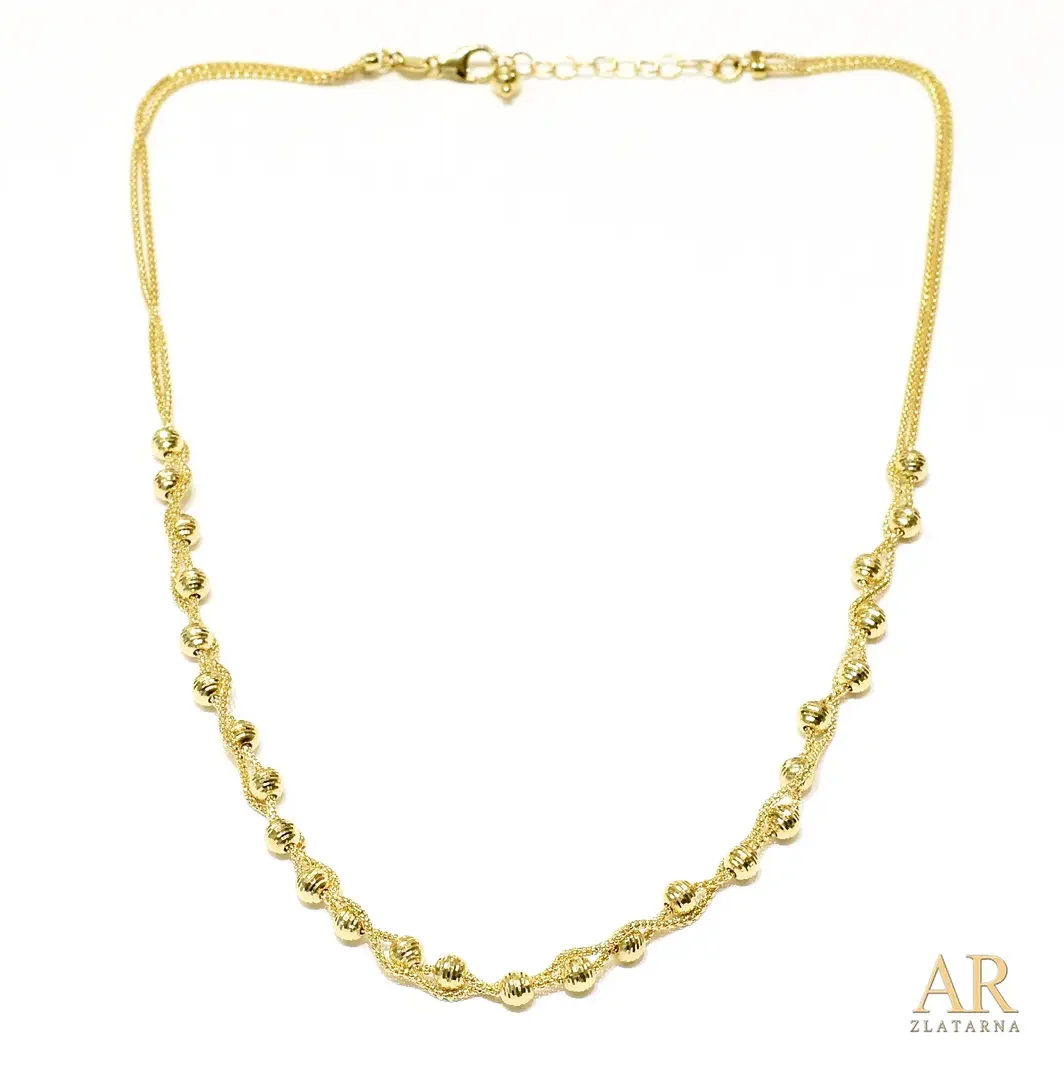 Zlatna ogrlica Dvostruka s  isprepletenim kuglicama