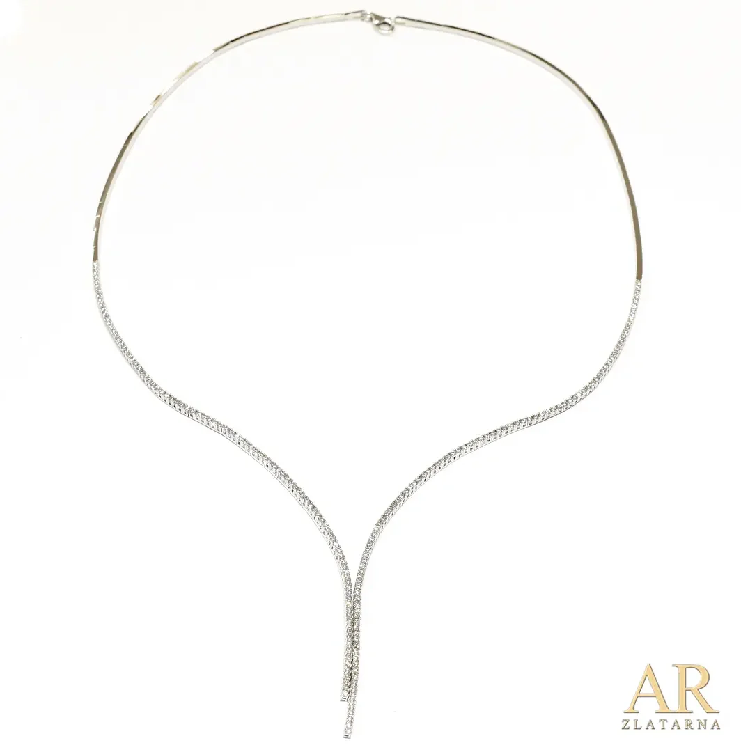 Zlatna ogrlica String bijelo  zlato sa cirkonima 45cm