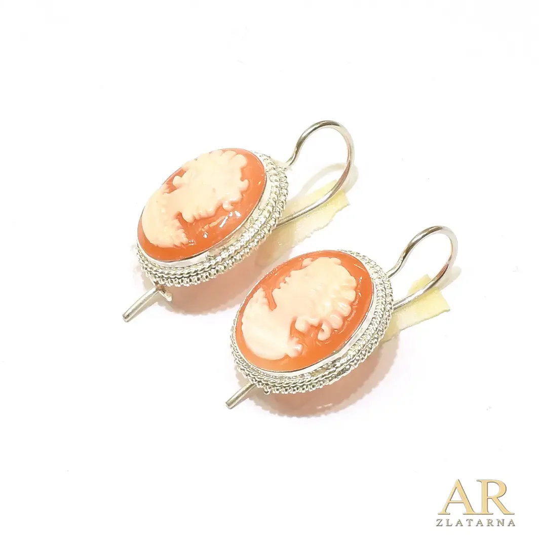 Srebrne viseće naušnice Kamea  16 mm