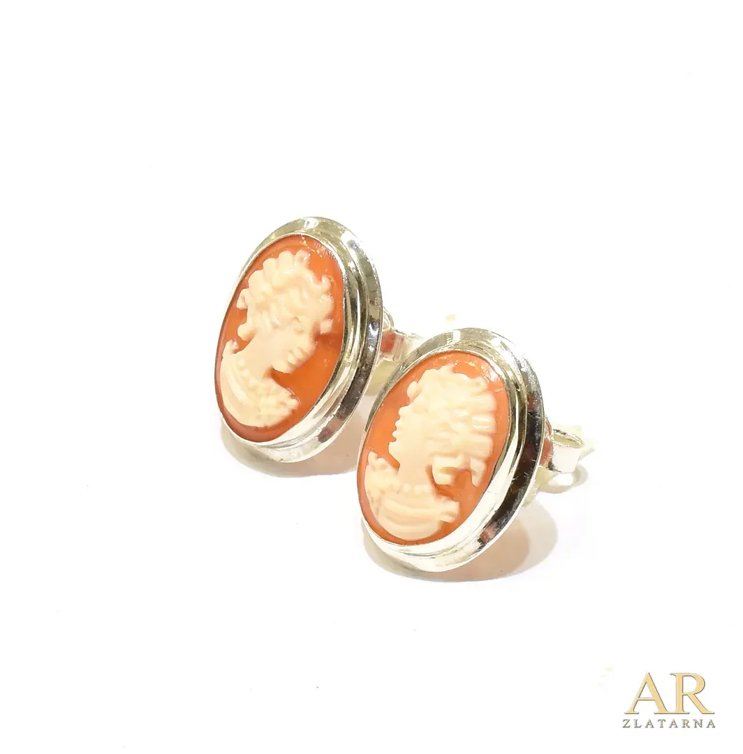 Srebrne naušnice Kamea 14 mm