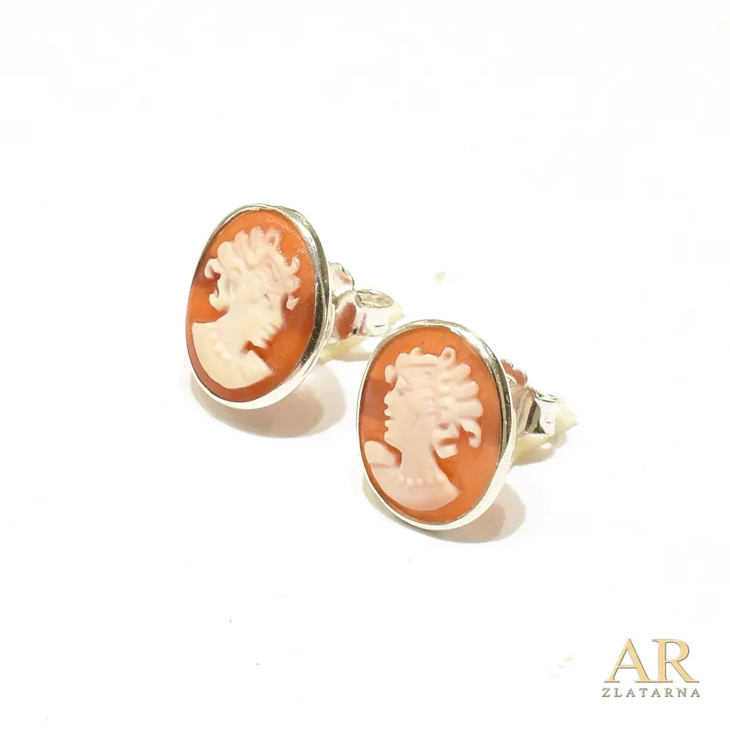 Srebrne naušnice Kamea 12 mm