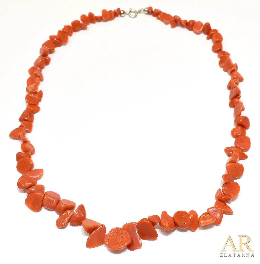 Koraljna ogrlica srebrna kopča  50cm Model 1