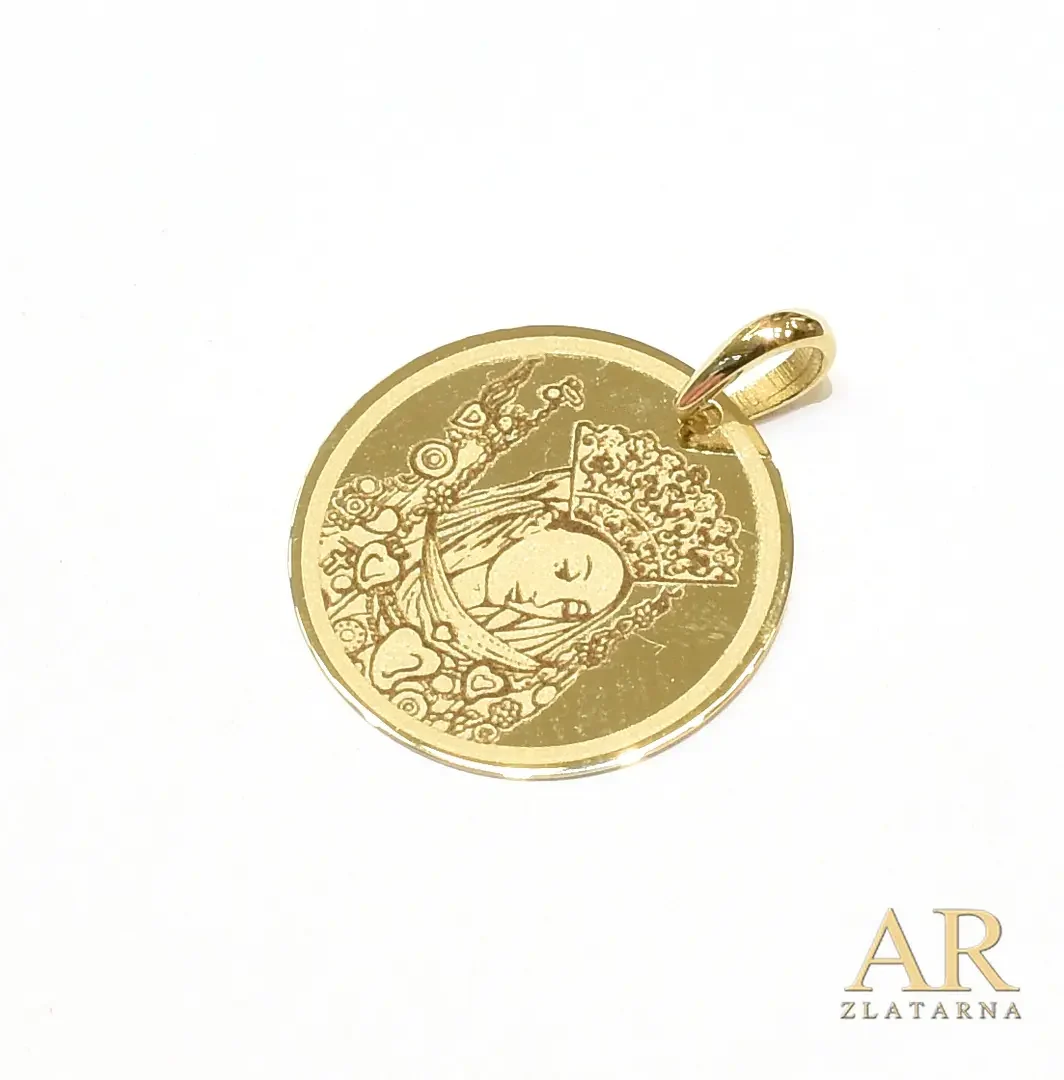 Zlatni privjesak Gospa Sinjska  okrugla