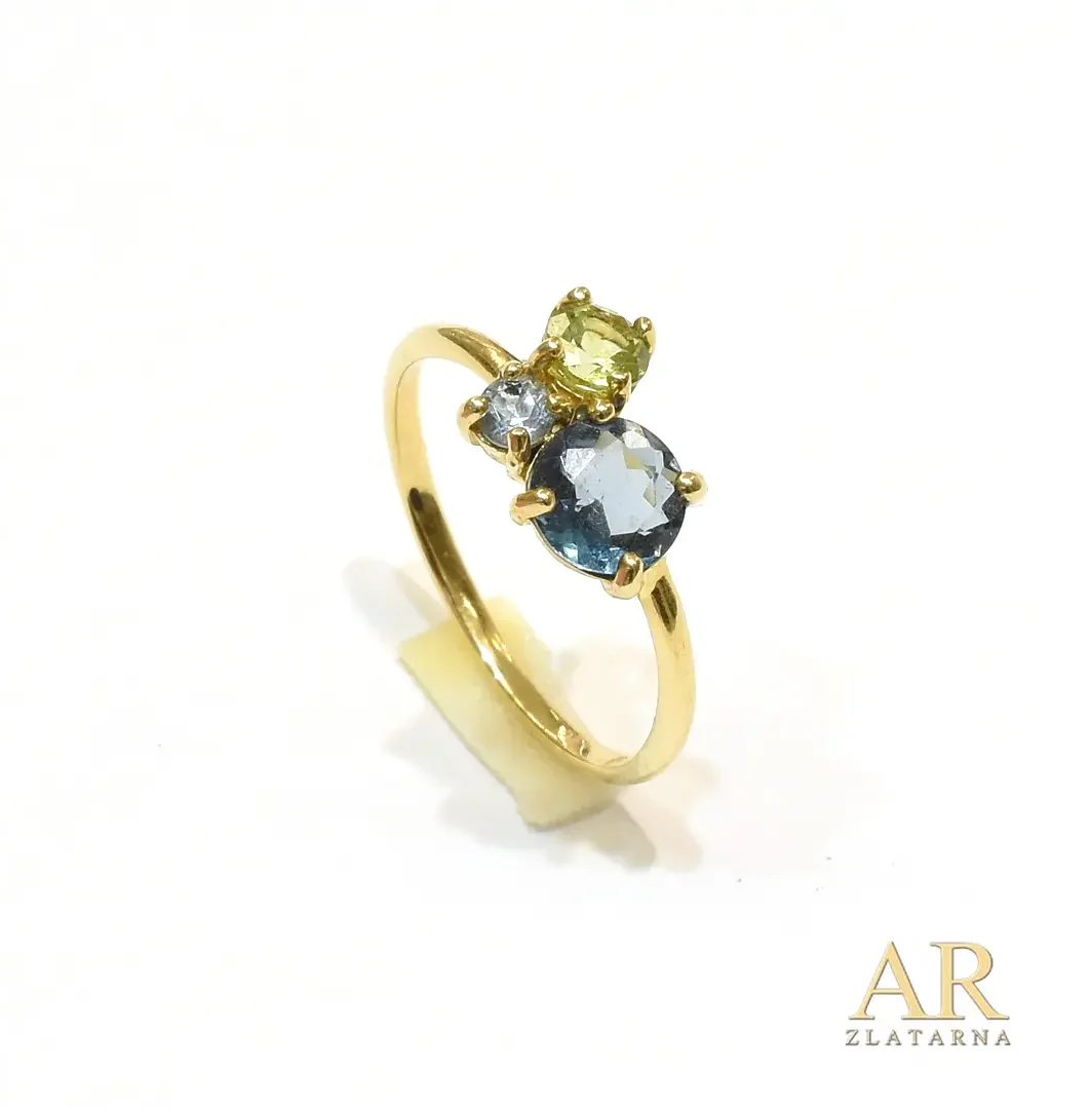 Zlatni prsten Peridot i Topazi
