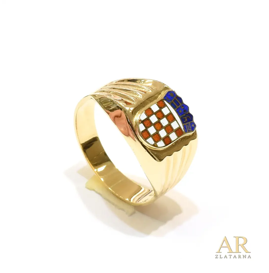 Zlatni prsten muški Pečatnjak s hrvatskim grbom