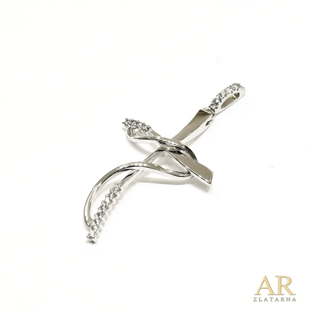 Bijelo zlato privjesak Križ sa cirkonima Model 1