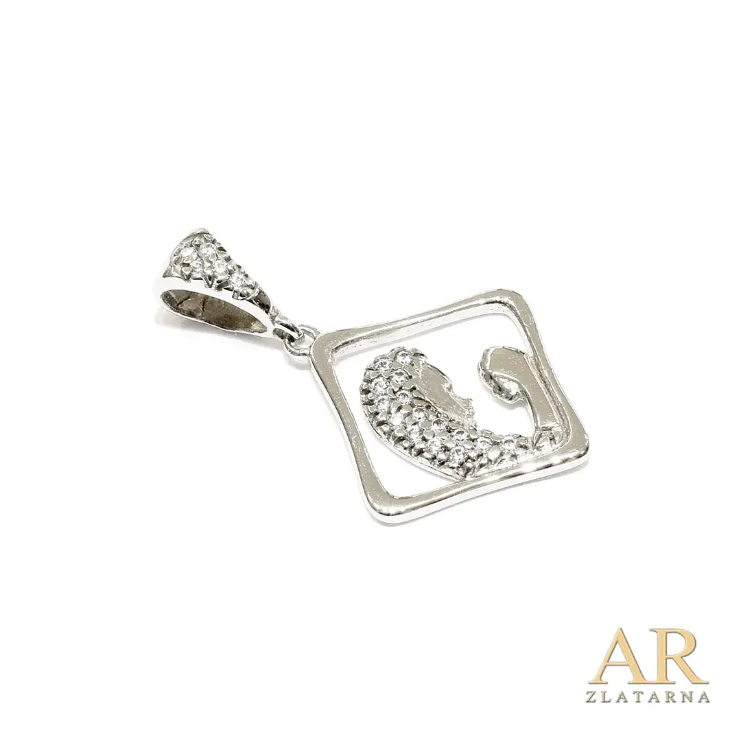 Bijelo zlato privjesak Gospa sa cirkonima