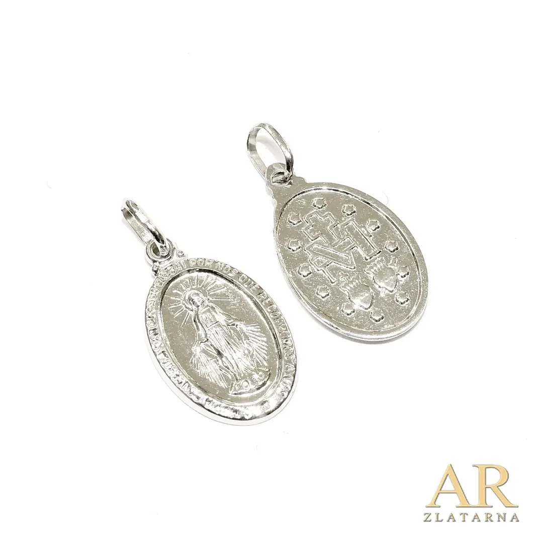 Bijelo zlato privjesak Čudotvorna  Gospa 21mm