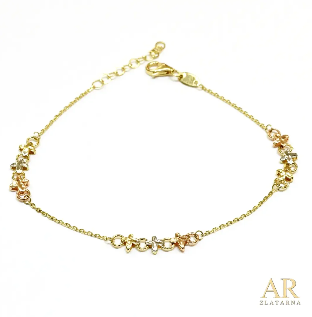 Zlatna narukvica cvjetovi u tri boje zlata